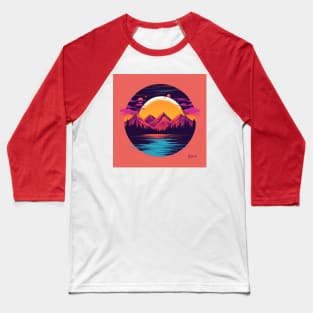 Retro Sunset Rays Wavy Shirt Baseball T-Shirt